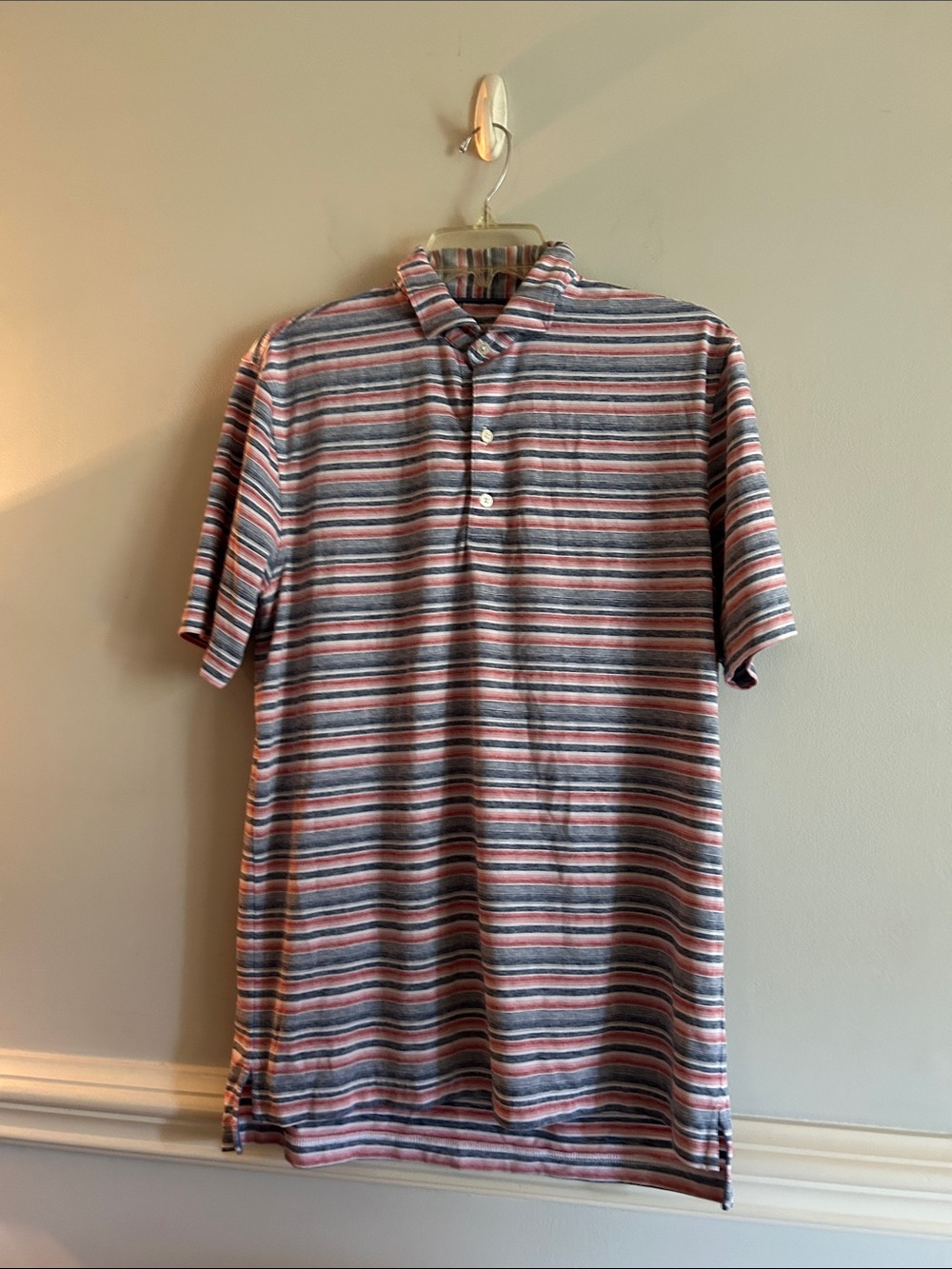 Striped Short-Sleeve Polo in Pink & Blue